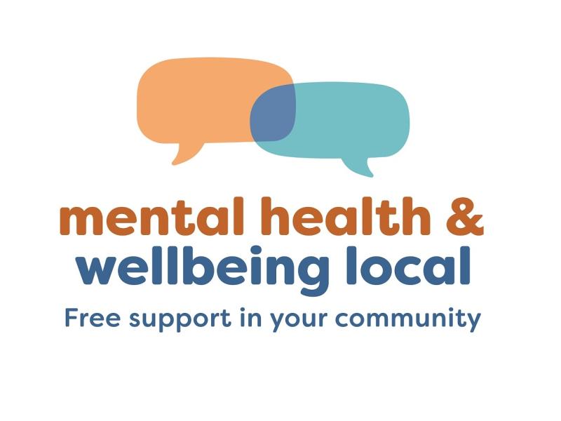Mental health and wellbeing local logo with speech bubbles