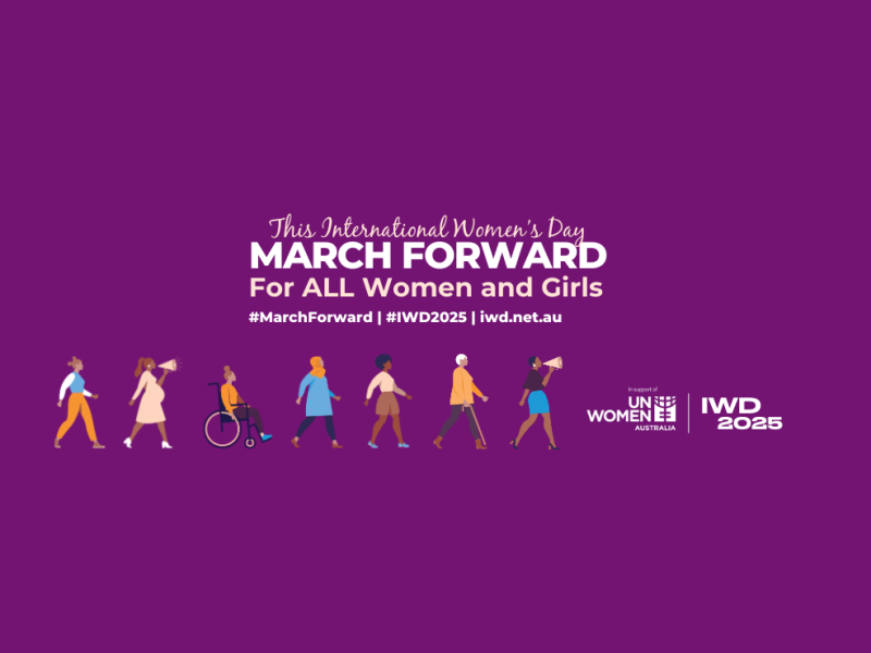 March forward International Women's Day banner